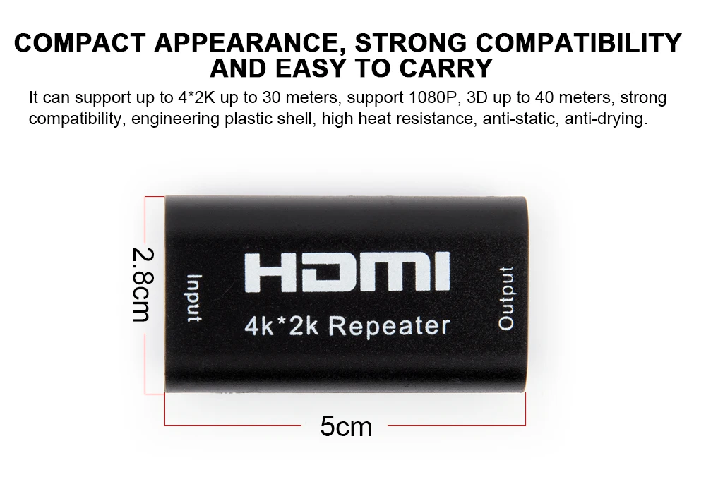 Eyefun HDMI усилитель сигнала повторитель мини 1080P 4K * 2K hdmi удлинитель 3D адаптер |