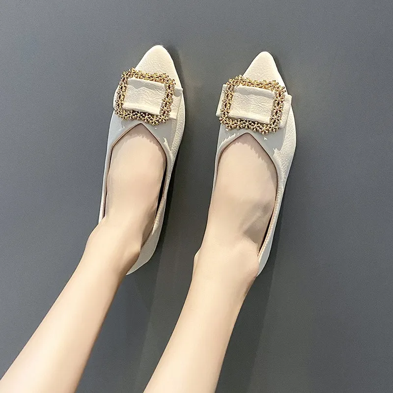 2021 Casual Woman Shoe Pointed Toe Shallow Mouth Female Footwear Knot All-Match Autumn Soft Flats Shoes