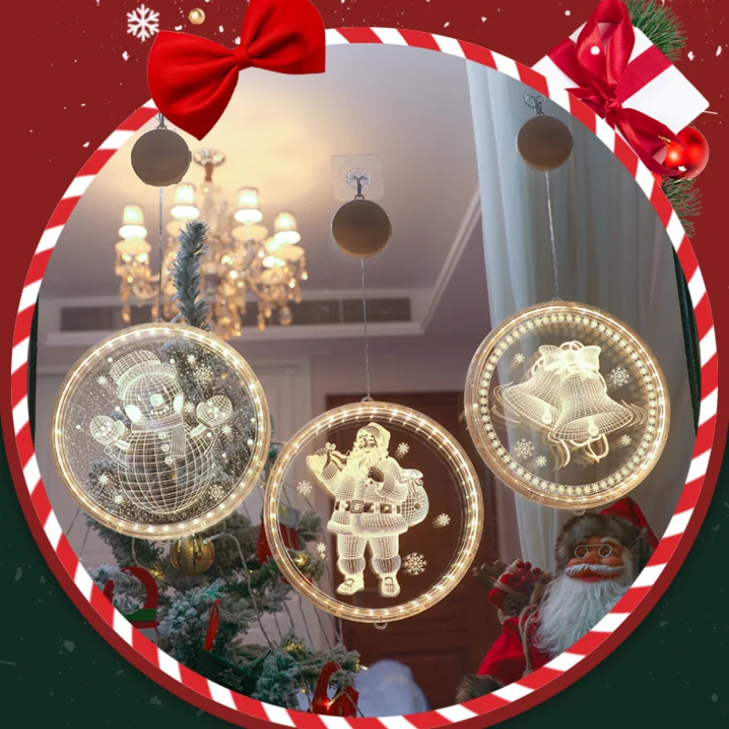 

22CM LED Christmas Lights Window Garden Style Hanging Lights Home Room Decor Fairy Lights Christmas Decorations New Year