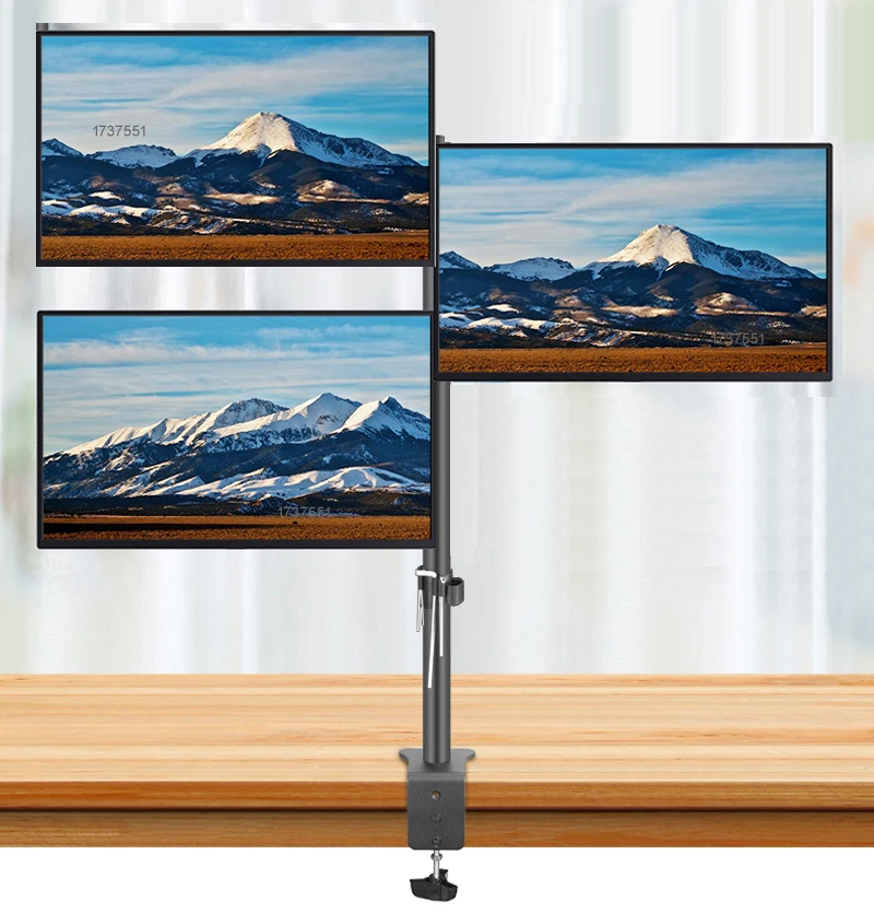 (80cm) DL-T902-380II Full Motion three Monitor desktop stand Holder 10"-27" clamp grommet hole base PC Mount foldable Arm 12kg |