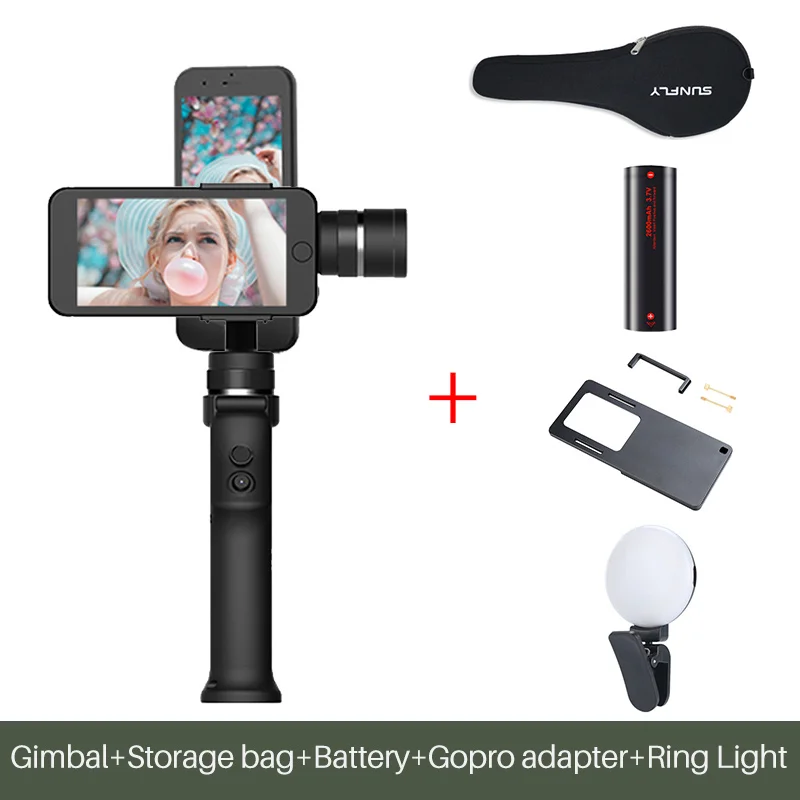 Gimbal Light Light Funsnap Capture 3 оси ручной смартфон Gimbal Gopro стабилизатор для iPhone Xs Max XR Piexl Gopro 7 6 5 Y EKEN H9 - Цвет: Gimbal Light Light