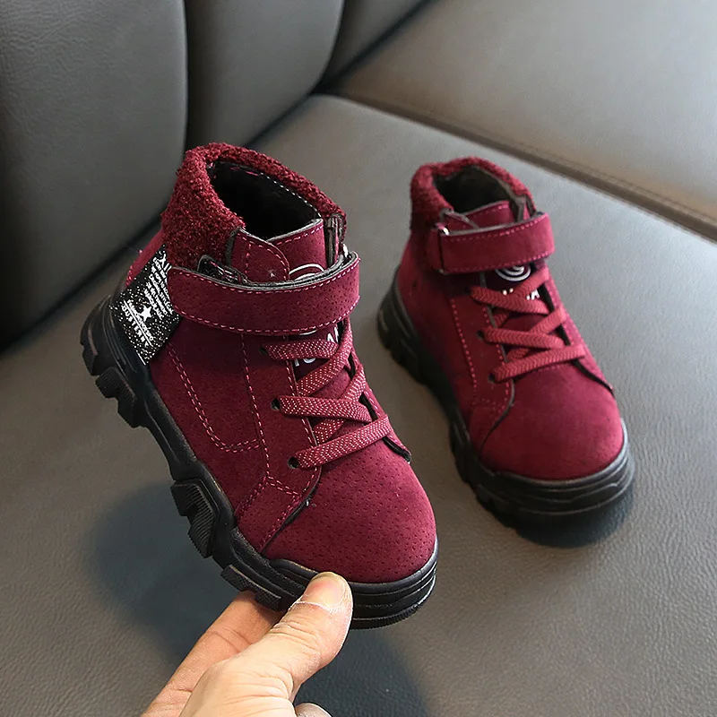 Детская повседневная обувь ботинки для девочек зима 2019 г. Новые бархатные