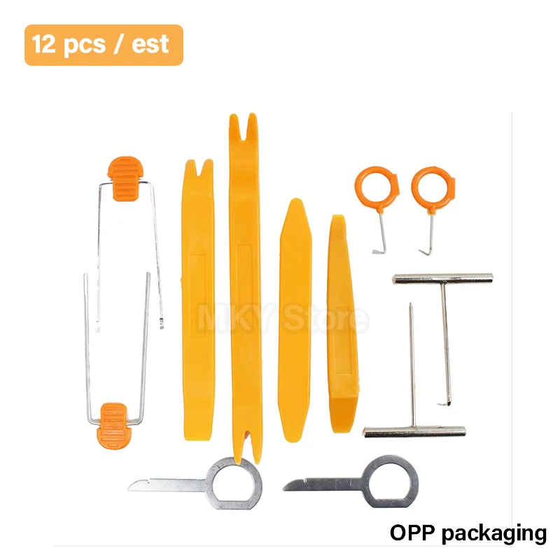 

12 Pcs/Set Plastic Car Radio Door Clip Panel Trim Dash Audio Removal Pry Tool Repairing Installer Pry Tool Open Installer Tool