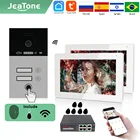 Jeatone TUYA 7 IP WIFI беспроводной видеодомофон для квартиры 1F2F3F монитор дверной звонок наружный унитаз с отпечатком пальцаRFIC карта