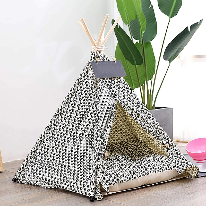 

Pet Teepee Pet Bed With Thick Cushion Blackboard Dog Tent Portable Breathable 6 Sizes Colors Available For Medium Small Dog Cat