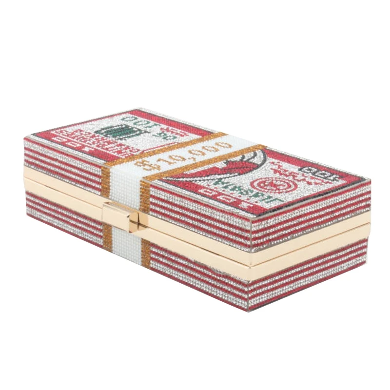 

Sparkly Stack of Cash Crystal Women Money Evening Clutch Bag diamond painting chain Wedding Dinner Purse Handbag luxury New