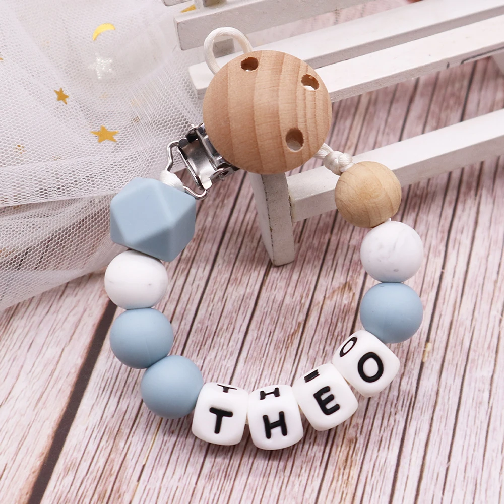 

Safe Baby Pacifier Clips Silicone Letters Soother Chain DIY Name Customized Food Grade Silicone Napple Chains Babies Nursing Toy