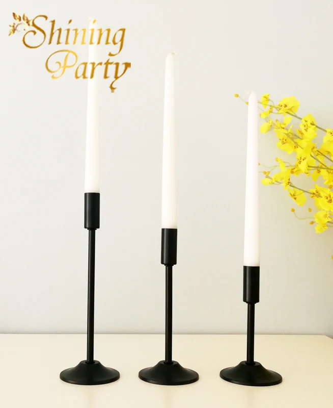 Блестящие черные металлические подсвечники вечерние Ринок свадебные