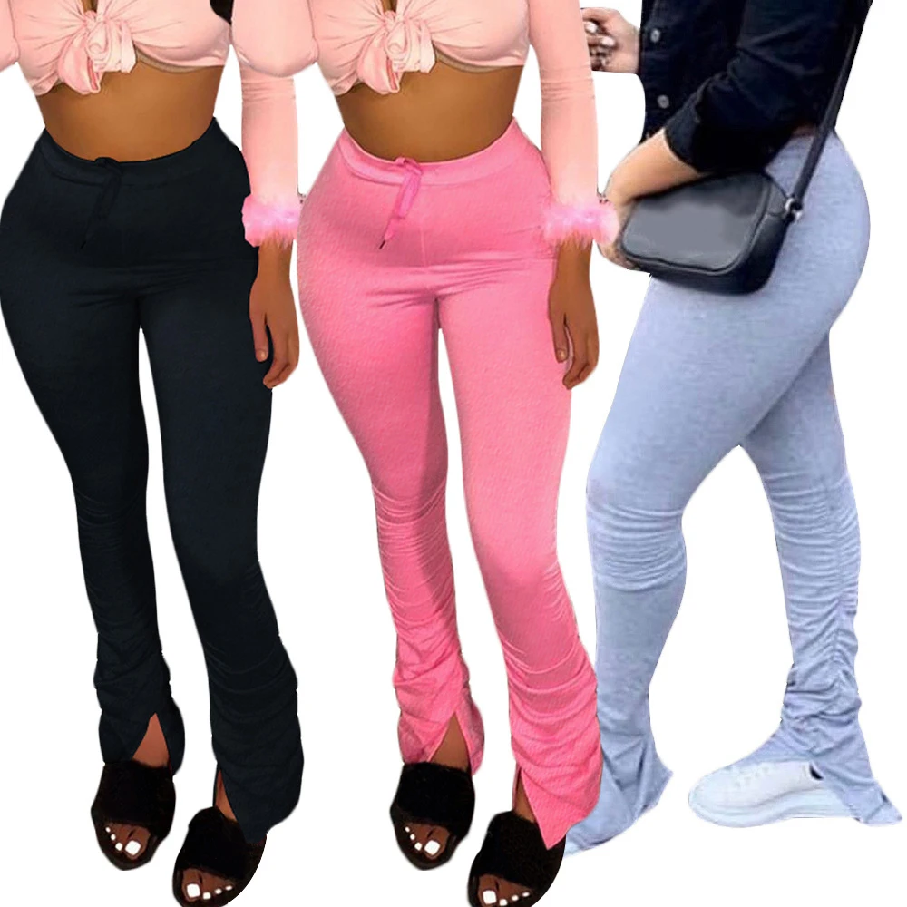 

Спортивные брюки-клеш с высокой талией для женщин, многослойные спортивные брюки, повседневные джоггеры, женские брюки