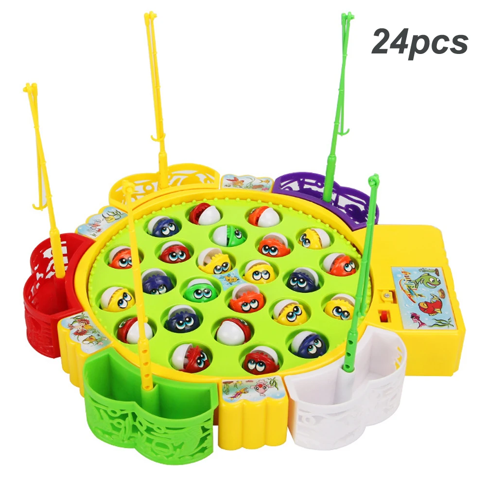 kids fishing toys electric musical rotating fishing game musical fish plate set magnetic outdoor sports toys for children gifts free global shipping