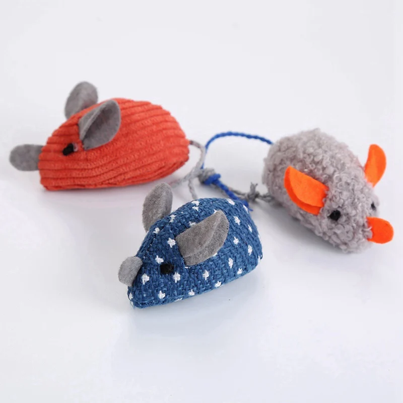 Горячая имитация игрушечная плюшевая мышь с хвостом для кошек интерактивная