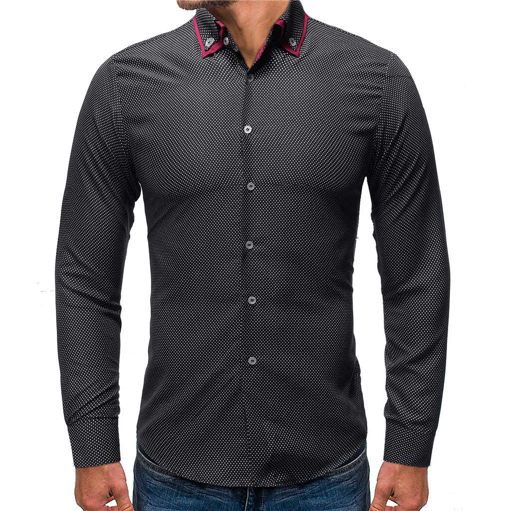 Рубашка мужская с длинным рукавом модная деловая повседневная одежда осень-зима