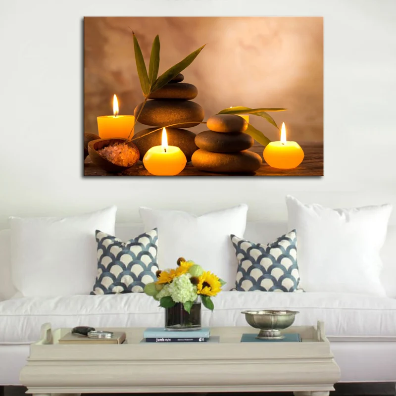 Ароматические свечи и камни Zen холст настенная живопись рисунок на холсте