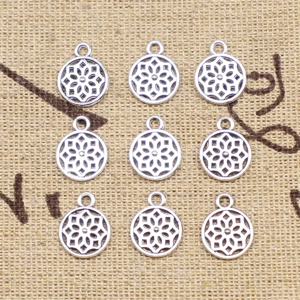 

Supplies For Jewelry Making 30pcs 12x10mm Antique Silver Color Flower Piece Charms