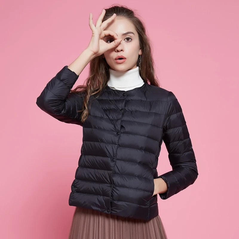 

Warm Coat Outwear Winter Women Down Jacket Ultra Light Duck Down Casual Basic Jacket Long Sleeve Parka Female Solid Portable