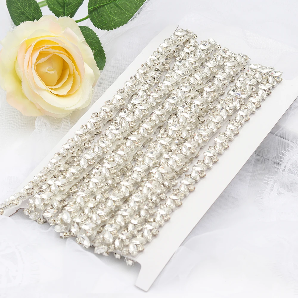 YANSTAR оптовая продажа 5 ярдов тонкий горный хрусталь аппликации отделка для