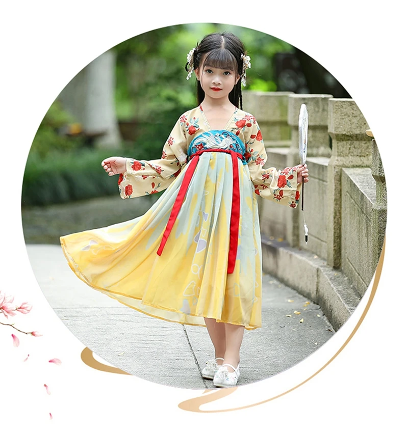 Осеннее платье в китайском стиле Hanfu для девочек детское супер сказочное