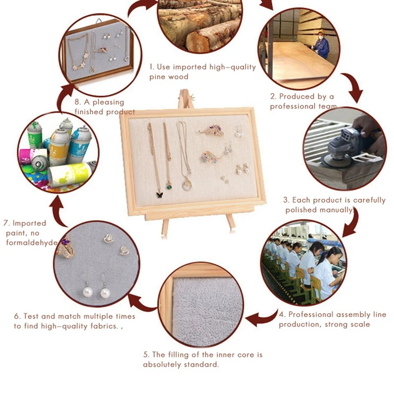 

Ceramic Crafts Decoration Creative Jewelry Shelf Rose Gold & Solid Wood Earring Storage Board Earrings Bracelet Beige