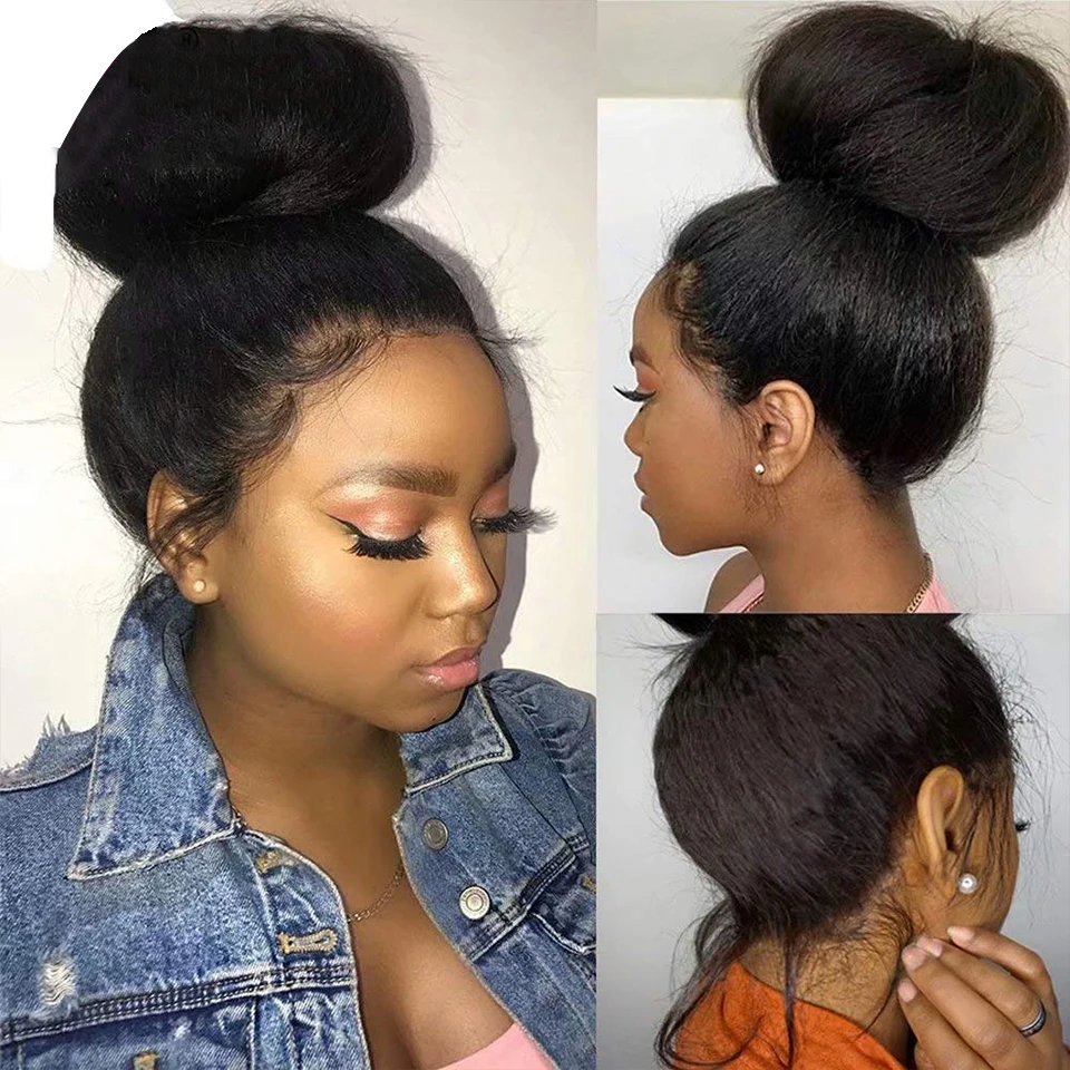

Lace Wig Pre Plucked With Baby Hair Burmese Remy Kinky Straight Human Hair Wigs Glueless 13x4 Lace Front Wigs 150% 8-26 Inch