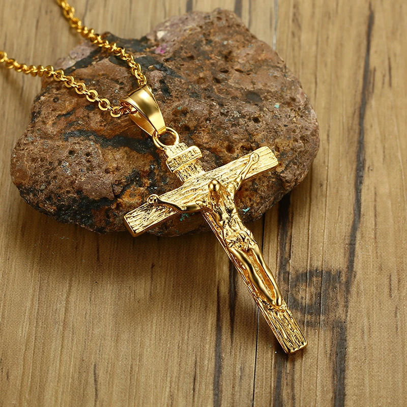 

Vnox Assorted Catholic Cross Pendant for Men Stainless Steel Necklace Christ Prayer Jewerly with 24" Chain