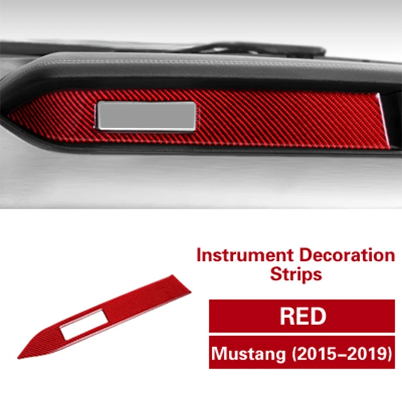 

Red Carbon Fiber Texture Car Interior Center Console Panel Dashboard Decorative Cover Trim for Ford Mustang 2015-2019
