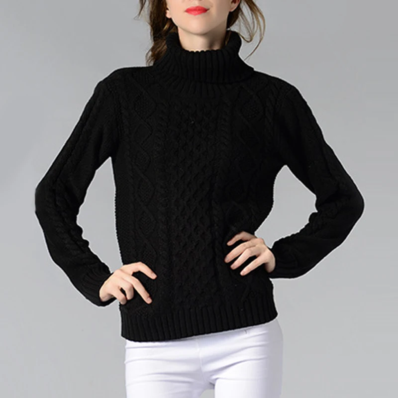Теплый пуловер с высоким воротником свитер новый вязаный повседневный