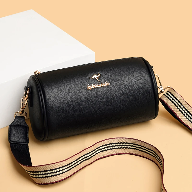 

Luxury Designer Women Soft Leather Handbag High Quality Durable Leather Shoulder Bag Fashion Barrel-shaped Female Messenger Bag