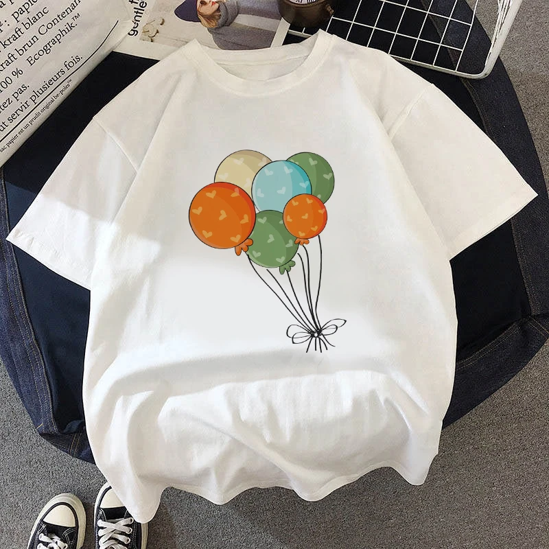 

Women Ullzang Geometric Colorful Balloons T-shirt Funny Cartoon Graphic Tshirt 90s Fashion Top Tees Female Harajuku T Shirt