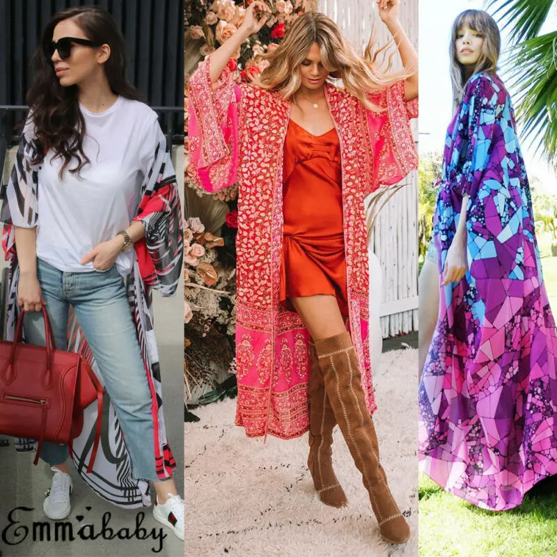 Женский шифоновый Тренч с цветочным принтом повседневный длинный