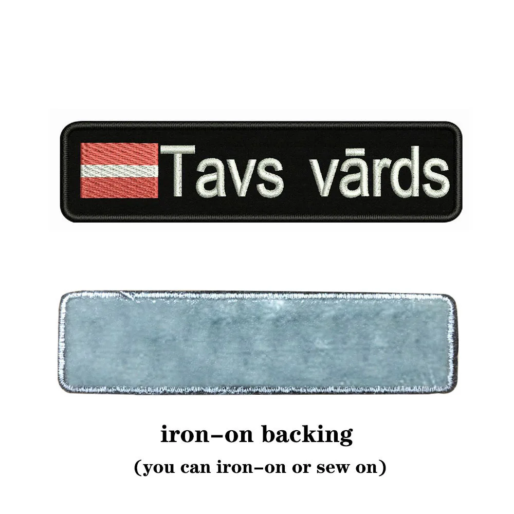 Флаг Латвии 10X2.5cm вышивка пользовательское имя заплатка с текстом полосы значка