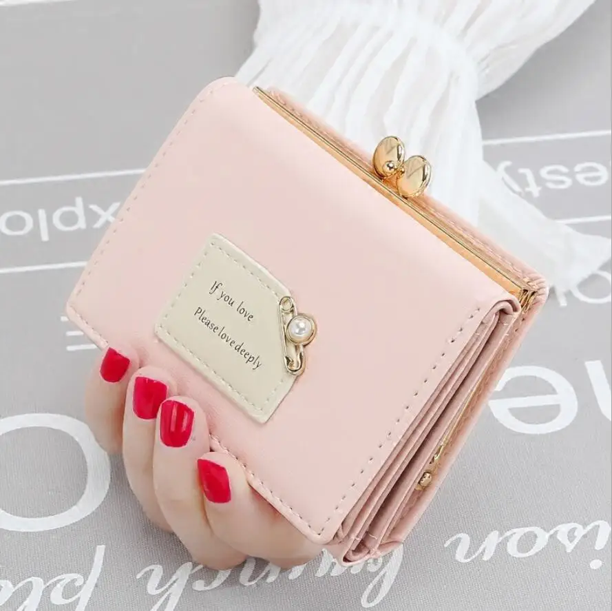 

Women Wallets Female Short Design Fashion Three Fold Purse Simple Cute Student Clutch Card Holder Coin Purse