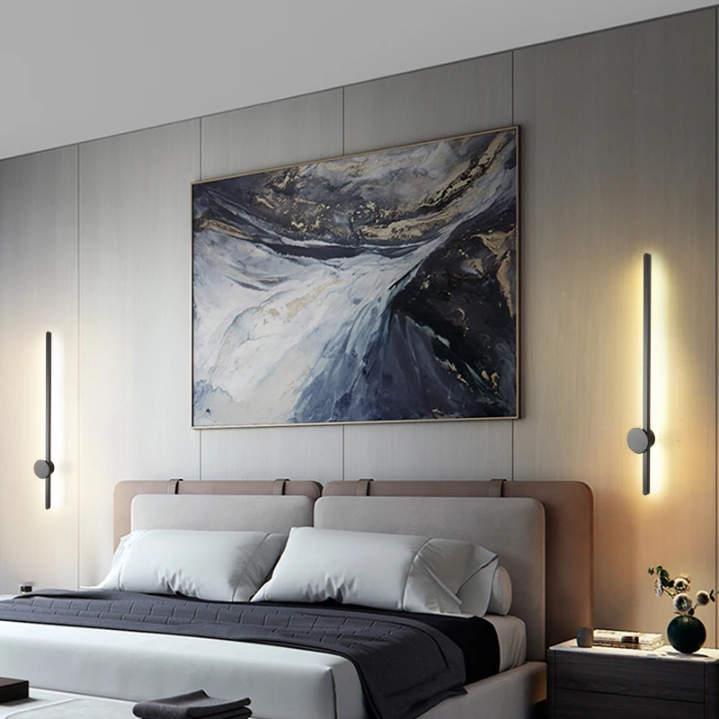 

Минималистичная настенная лампа в полоску для гостиной, Современная Минималистичная настенная лампа для лестницы, коридора, креативная ин...