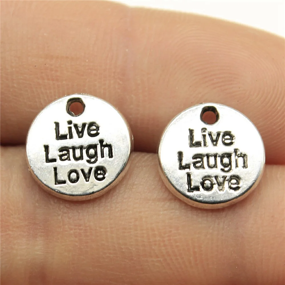 

Wholesale Jewelry Lots Antique Silver Color 12mm Live Laugh Love Metal Charms Creativity Diy 20 Pieces