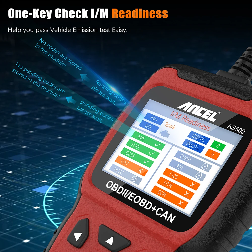 Диагностика автомобиля Ancel AS500 OBD2 считыватель кодов двигателя многоязычный