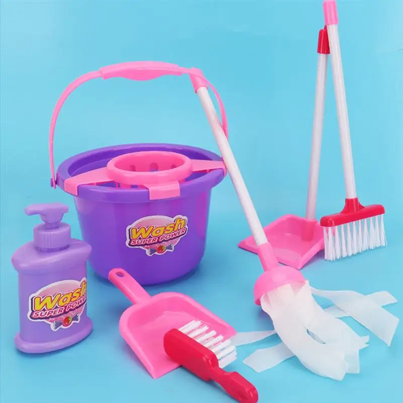 

7 Pcs 1 Set Children Role Play Cleaning Equipment Toys Kids Cleaning Tool Toys
