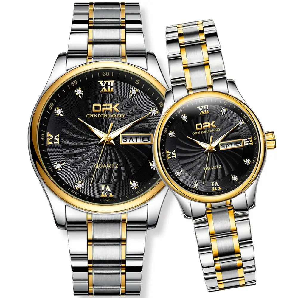 Reloj Pareja Luxury Couple Watch Men Watches Women Week Fashion Love Stainless Steel Waterproof Date Pair Luminous | Наручные часы