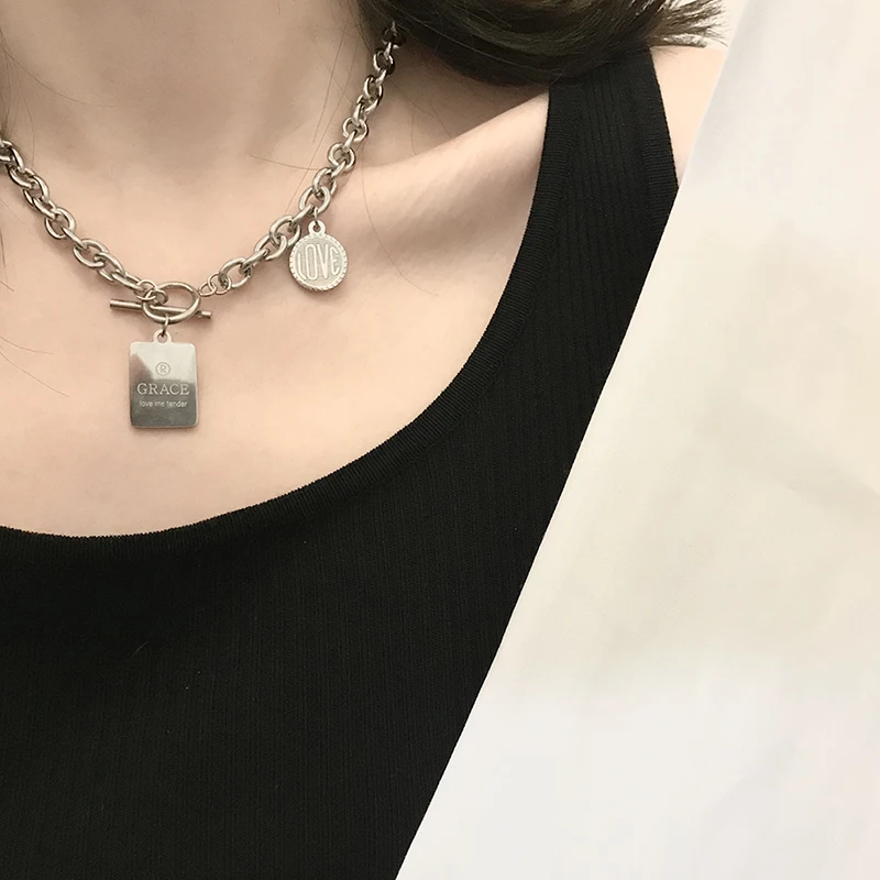 Ожерелье из нержавеющей стали с индивидуальной биркой для мужчин и женщин кулон