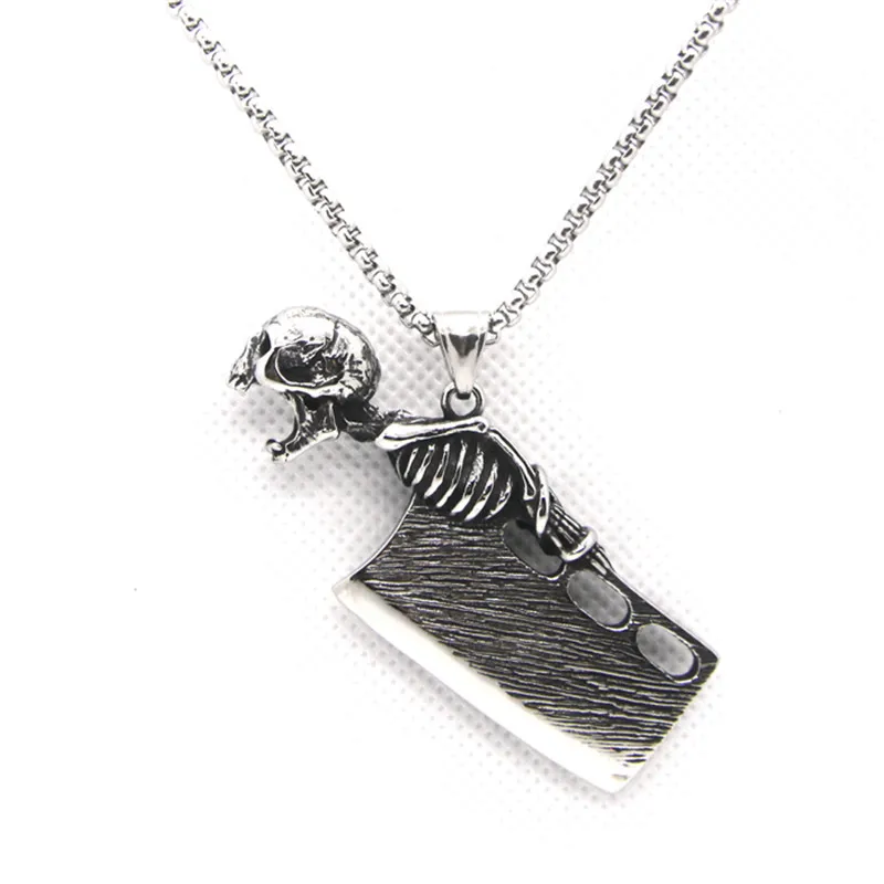 Прямая поставка новый дизайн Череп нож кулон 316L нержавеющая сталь ювелирное