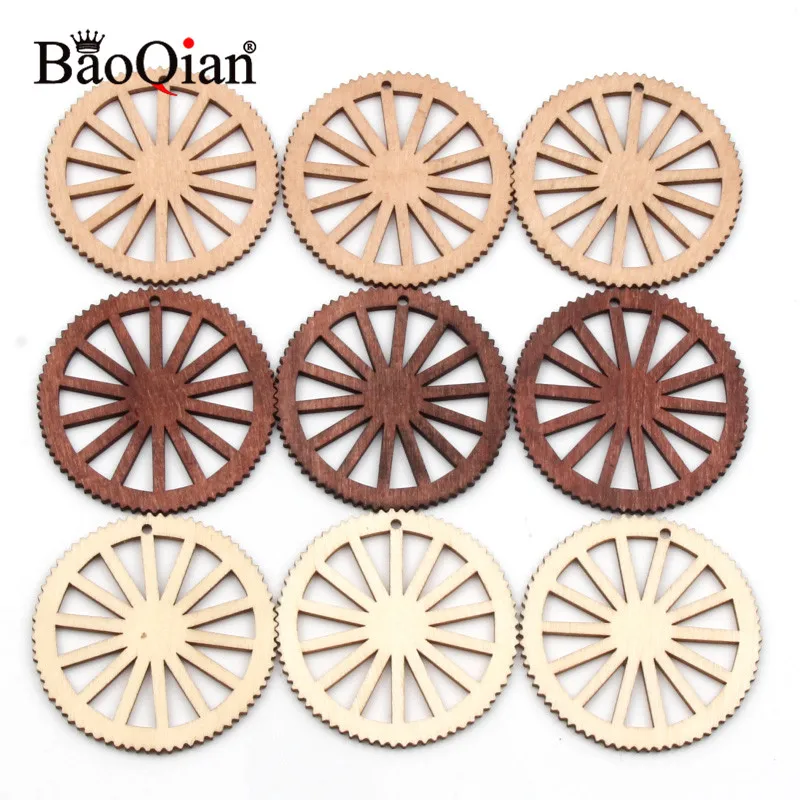 10 шт. 50 мм круглая шестерня с узором из натурального дерева для скрапбукинга