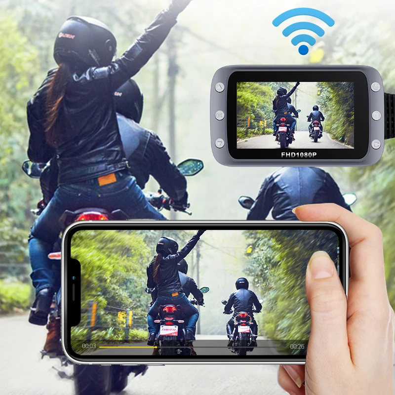 Видеорегистратор мотоциклетный 3-дюймовый FHD 1080P GPS Wi-Fi | Автоэлектроника