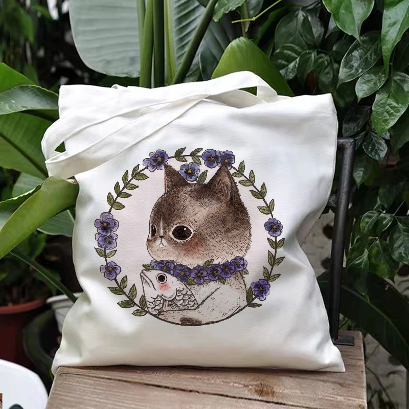 Kpop Women Canvas Bag Shopper Kawaii Printing Female Cotton Cloth Handbag Tote Harajuku Print Reusable Shoulder Bags | Багаж и сумки