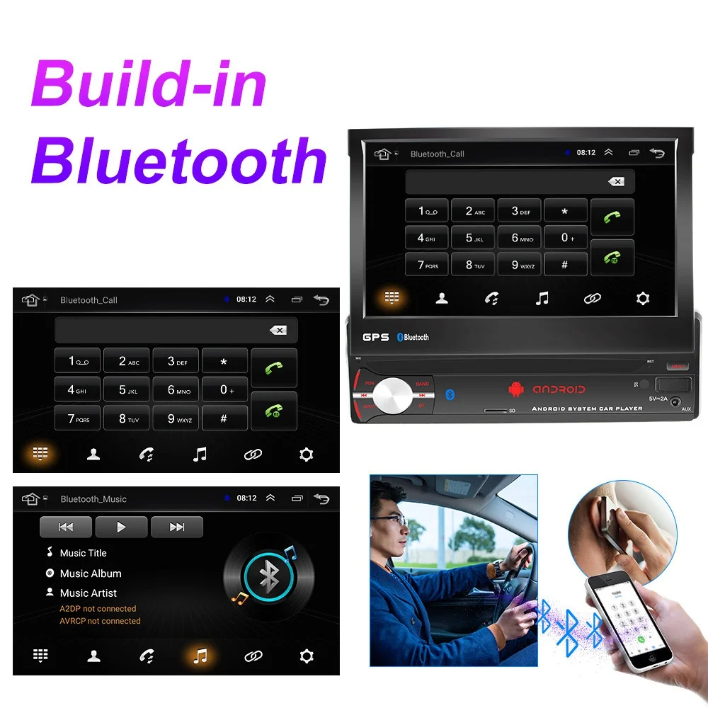 1 DIN Android 9 0 выдвижной складной автомобиль радио GPS Wi Fi плеер 7 дюймовый