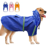 pet dog raincoat reflective waterproof velcro clothes high neck hooded jumpsuit for small big dogs labrador overalls rain cloak