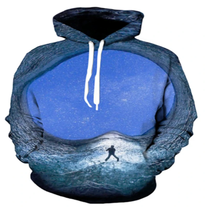 

New fashion glacier landscape print spring and autumn men's hoodie high quality men's pullover casual sportswear