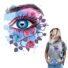 Цветочные Глаза наклейки термопереводные наклейки для одежды полоса Diy Футболка моющиеся нашивки девушка женщина футболка наклейка