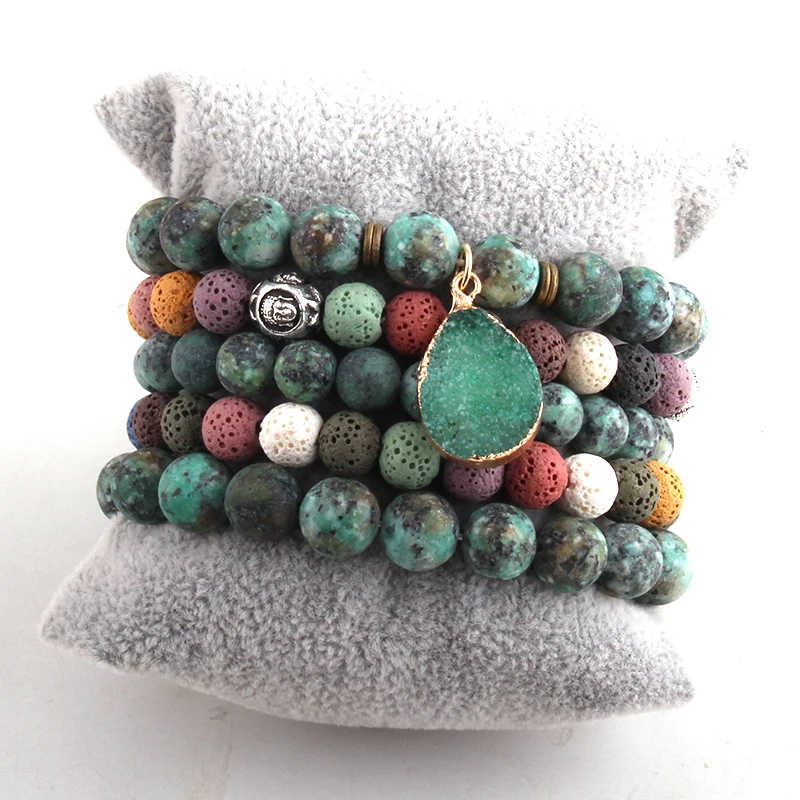 

Fashion Jewelry Beautiful Multicolor Blue Green Bracelet Set Natural Stone Bracelets