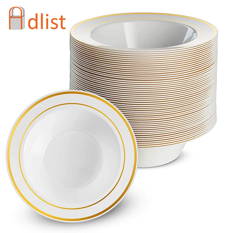 Пластиковые тарелки розового золота и серебра 25 шт./компл. 12 унций одноразовые