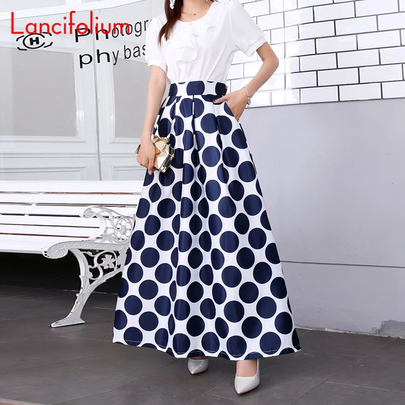 Винтажная длинная Плиссированная юбка Женская осенне-зимняя макси с цветочным