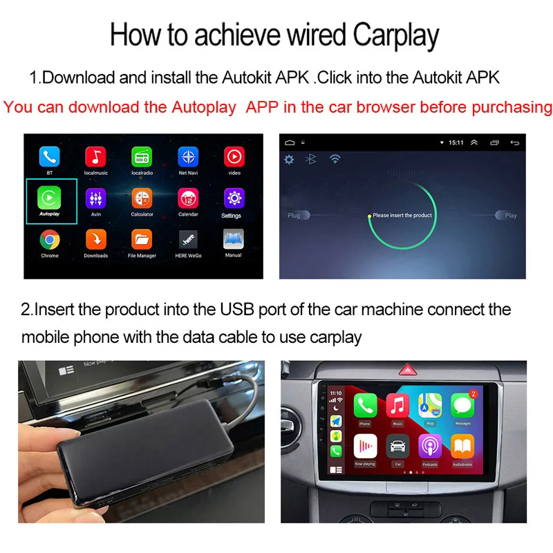 Проводной Автомобильный ключ Apple CarPlay Smart Link для Android автомобильный адаптер Airplay