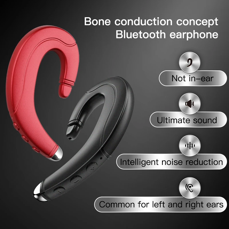 

Bone Conduction Bluetooth Headset Portable Universal Unilateral Handsfree Wireless Hanging Ear Mobile Phone Call Sport Earphone